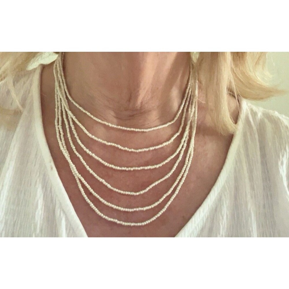 Lauren Ralph Lauren 6 Strand Seed Faux Pearl Layered Necklace and Earrings